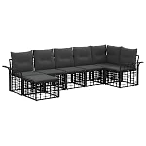 Zunanja garnitura za sedenje 7 pcs Črna in Temno siva Poliester