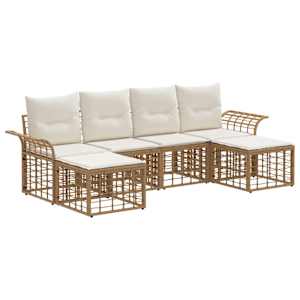 Zunanja garnitura za sedenje 6 pcs Naravna in krem bela