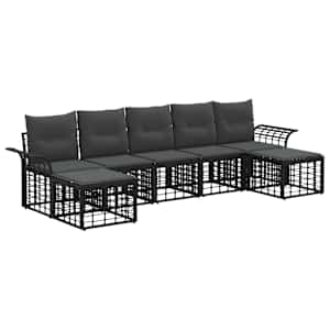 Zunanja garnitura za sedenje 7 pcs Črna in Temno siva Poliester