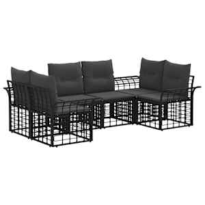 Zunanja garnitura za sedenje 6 pcs Črna in Temno siva Poliester