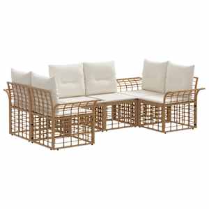 Zunanja garnitura za sedenje 6 pcs Naravna in krem bela