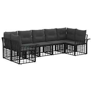 Zunanja garnitura za sedenje 7 pcs Črna in Temno siva Poliester