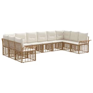 Zunanja garnitura za sedenje 10 pcs Naravna in krem bela