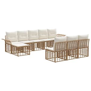 Zunanja garnitura za sedenje 9 pcs Naravna in krem bela