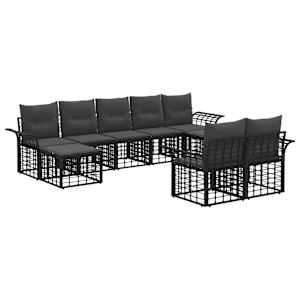 Zunanja garnitura za sedenje 9 pcs Črna in Temno siva Poliester