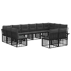 Zunanja garnitura za sedenje 12 pcs Črna in Temno siva