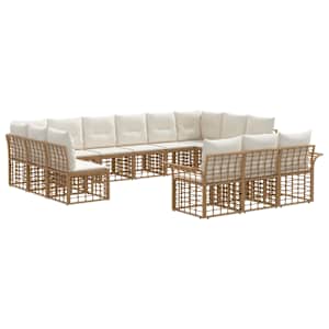 Zunanja garnitura za sedenje 13 pcs Naravna in krem bela