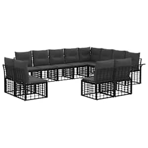 Zunanja garnitura za sedenje 12 pcs Črna in Temno siva