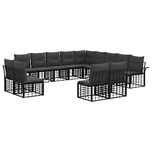 Zunanja garnitura za sedenje 13 pcs Črna in Temno siva