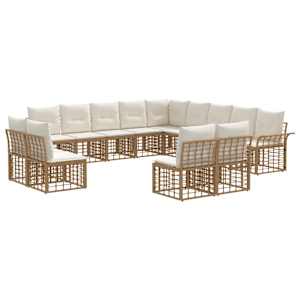Zunanja garnitura za sedenje 13 pcs Naravna in krem bela