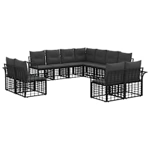 Zunanja garnitura za sedenje 11 pcs Črna in Temno siva