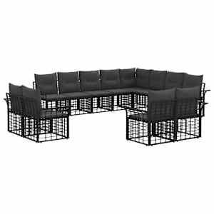 Zunanja garnitura za sedenje 12 pcs Črna in Temno siva