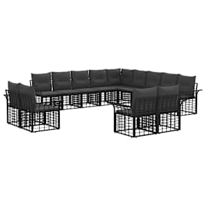 Zunanja garnitura za sedenje 13 pcs Črna in Temno siva