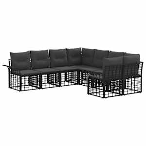 Zunanja garnitura za sedenje 8 pcs Črna in Temno siva Poliester