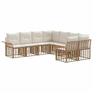 Zunanja garnitura za sedenje 8 pcs Naravna in krem bela
