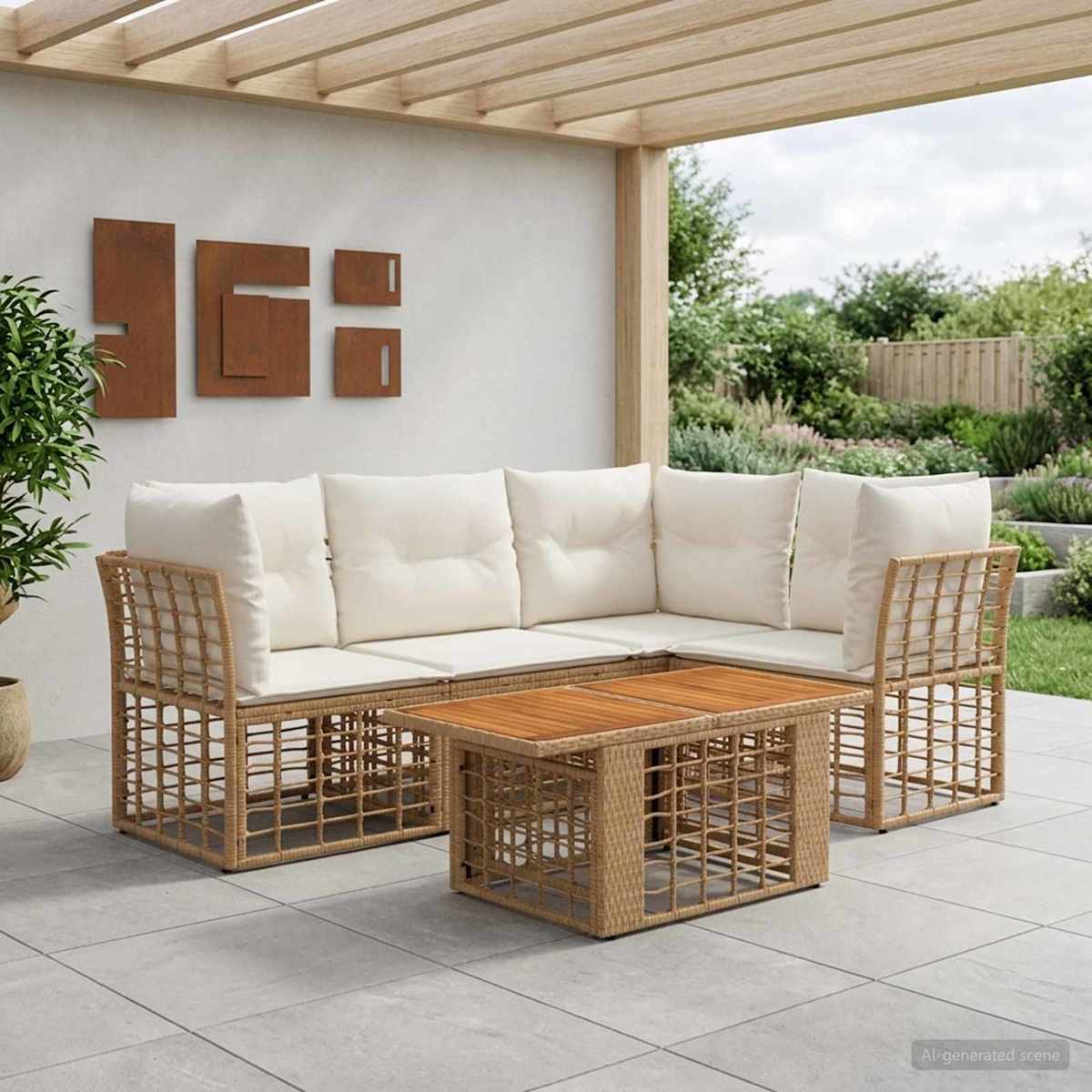 Havesofa Sæt 4 stk. polyrattan