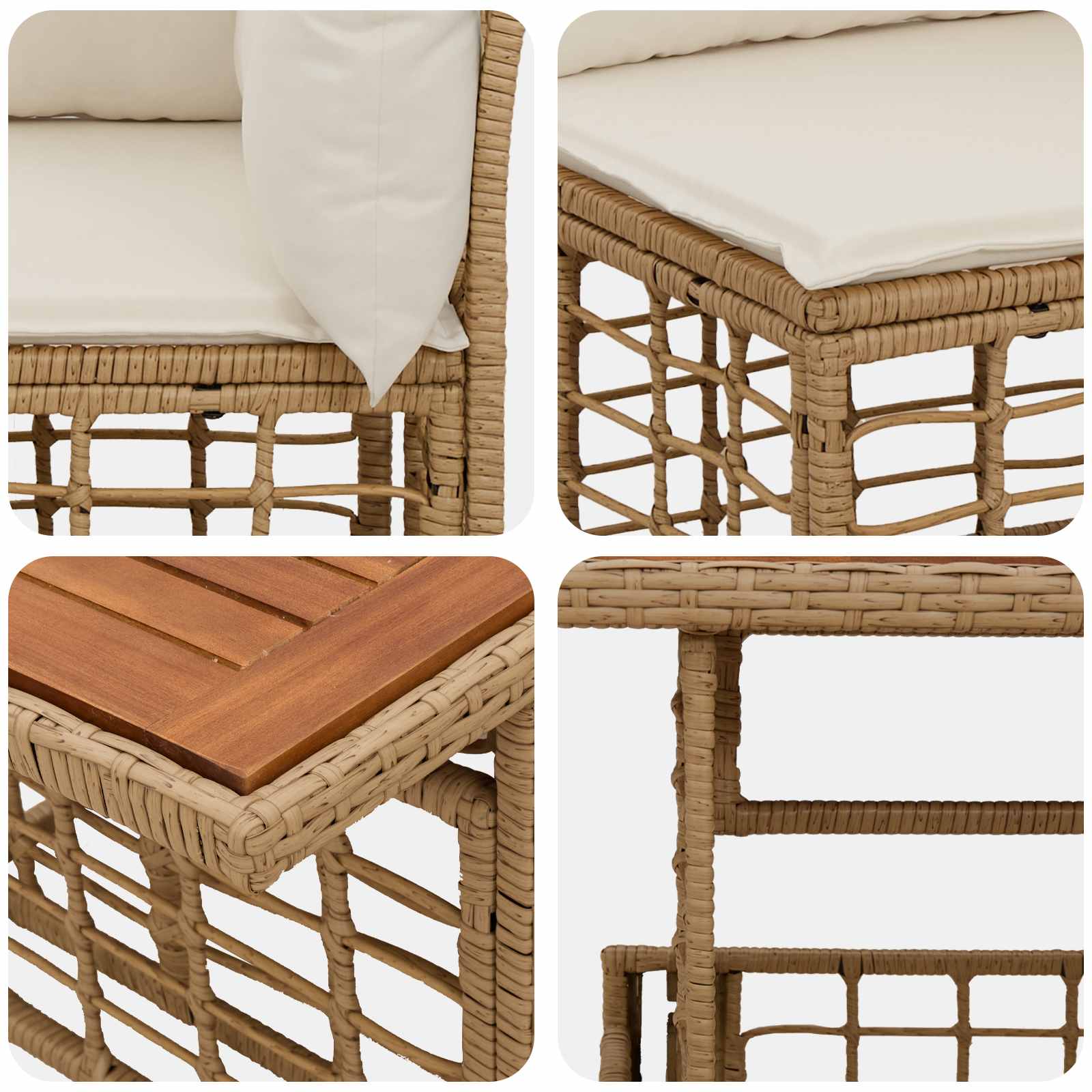 vidaXL Gartensofa-set 5 stk. Natürlich und Cremweiß Poly-Rattan – Bild 7