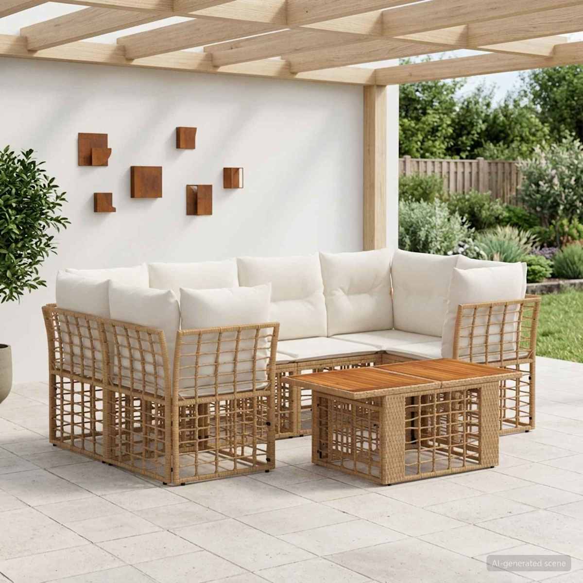 Havesofa Sæt 7 stk. polyrattan