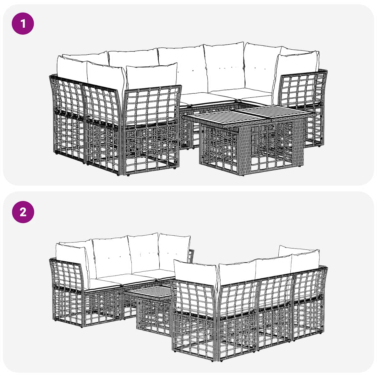 Havesofa Sæt 7 stk. polyrattan - Billede 9