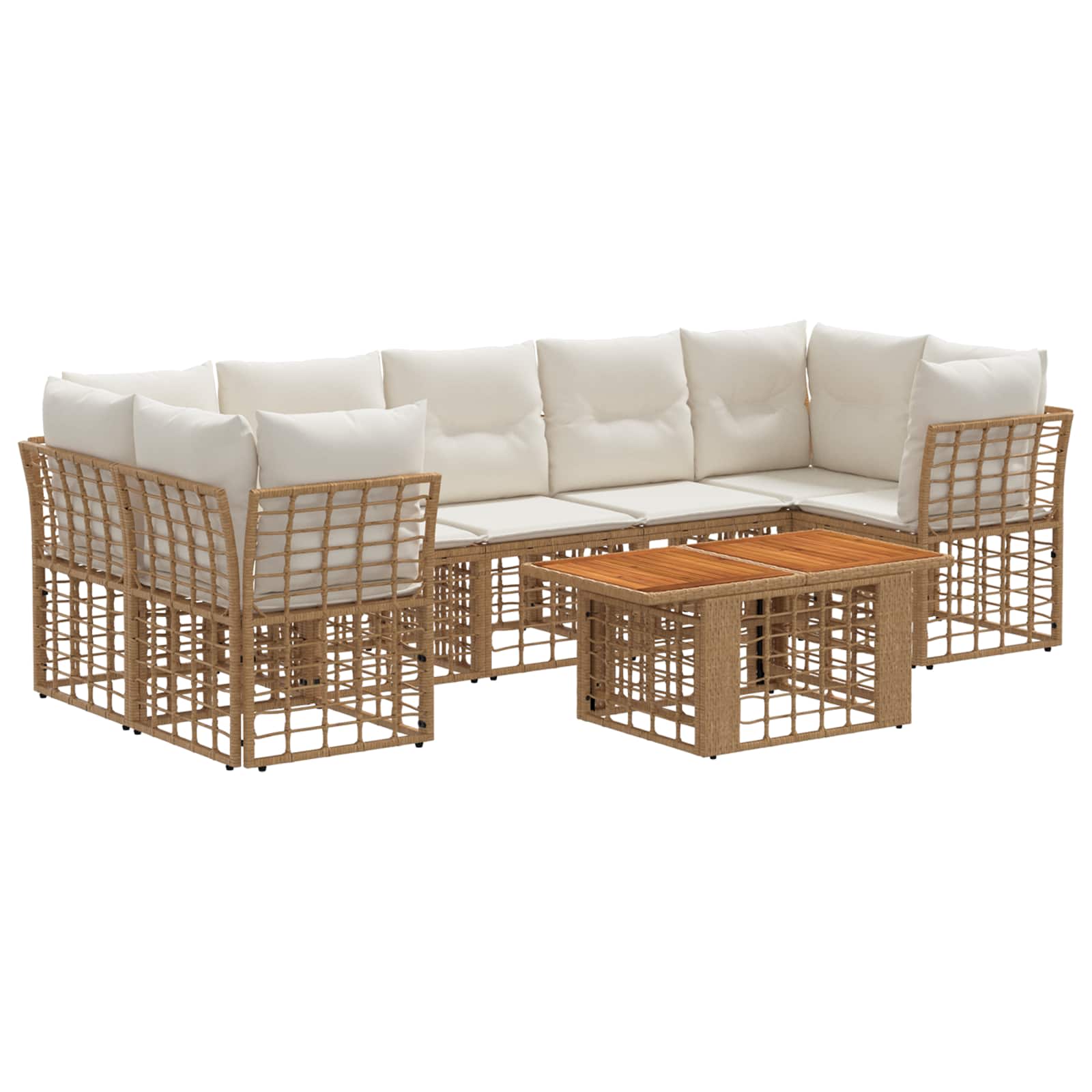 vidaXL Gartensofa-set 8 stk. Natürlich und Cremweiß Poly-Rattan – Bild 2