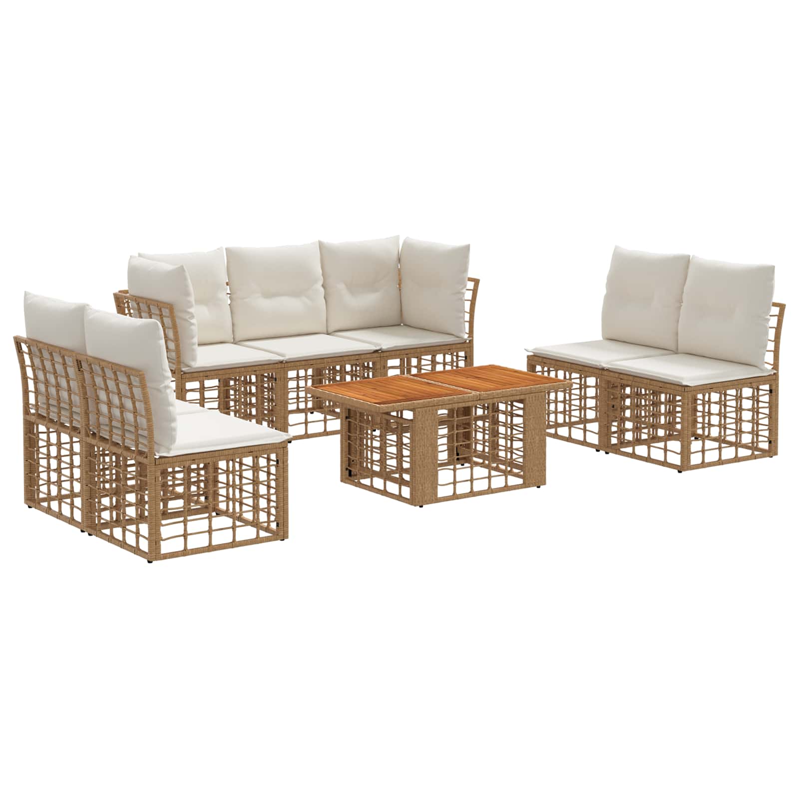 vidaXL Gartensofa-set 8 stk. Natürlich und Cremweiß Poly-Rattan – Bild 2
