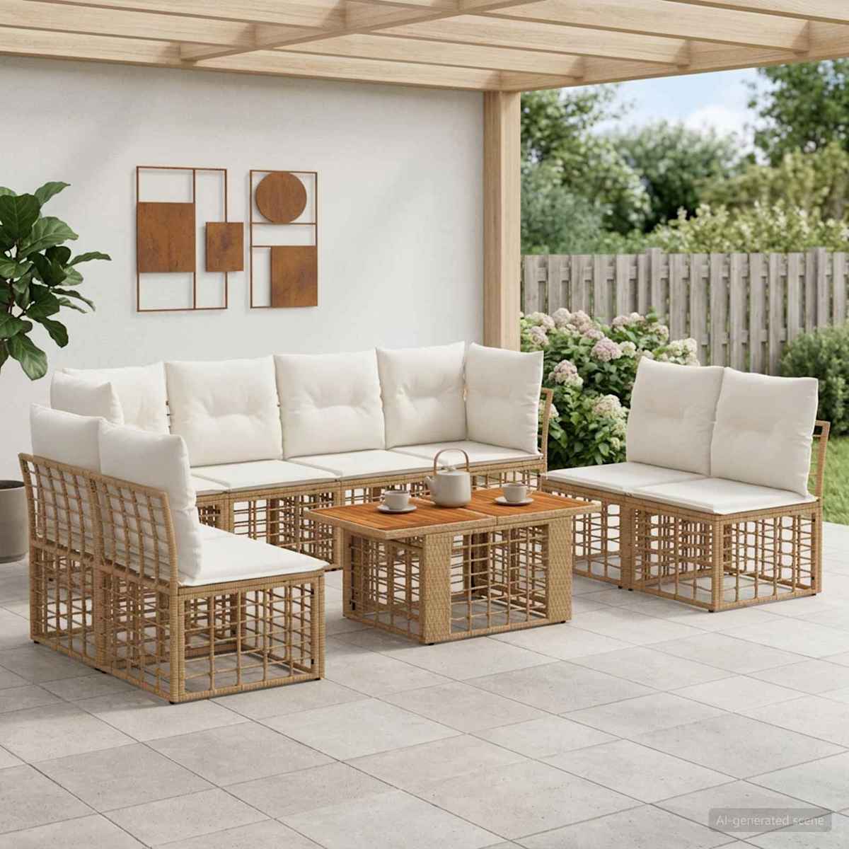 Havesofa Sæt 9 stk. polyrattan