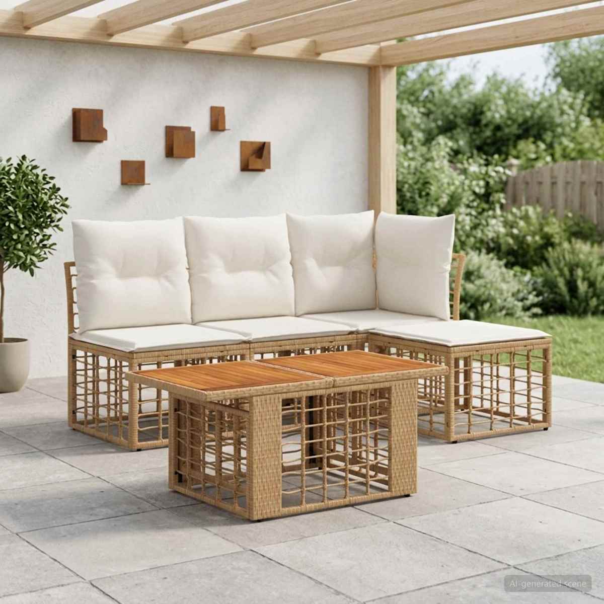 Havesofa Sæt 5 stk. polyrattan