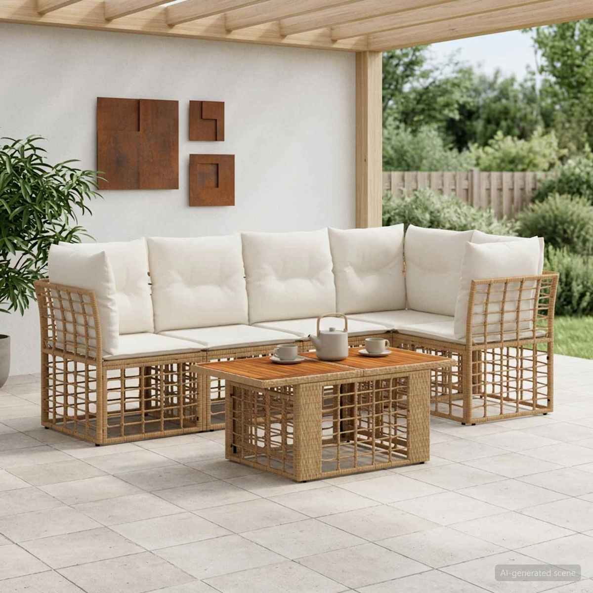 Havesofa Sæt 6 stk. polyrattan