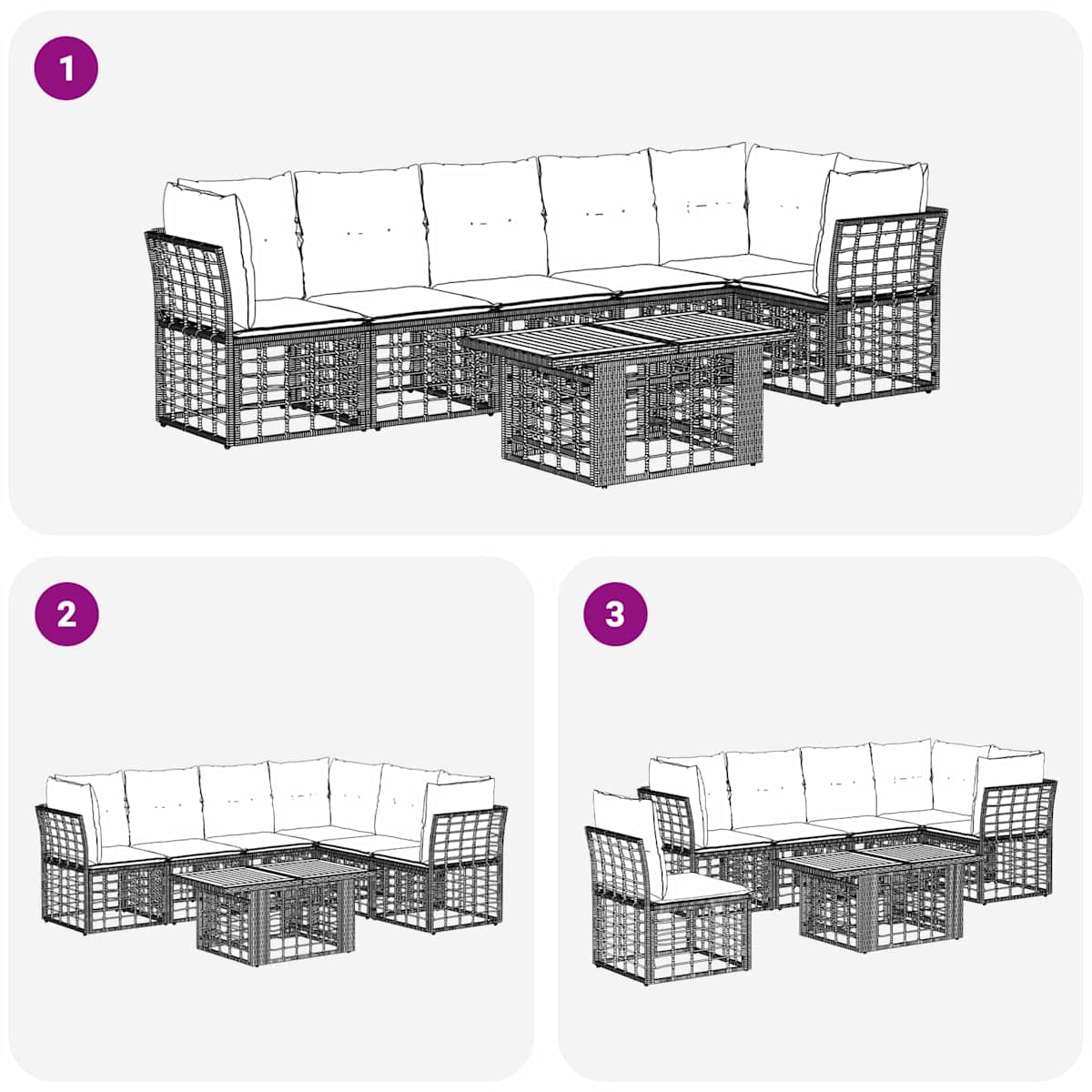 Havesofa Sæt 7 stk. polyrattan - Billede 9