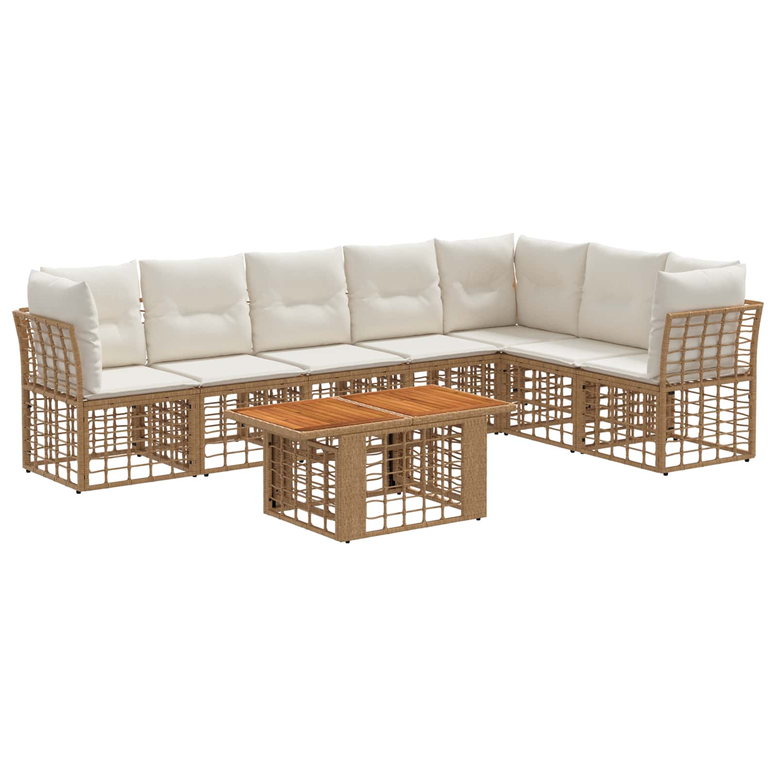 vidaXL Gartensofa-set 8 stk. Natürlich und Cremweiß Poly-Rattan – Bild 2