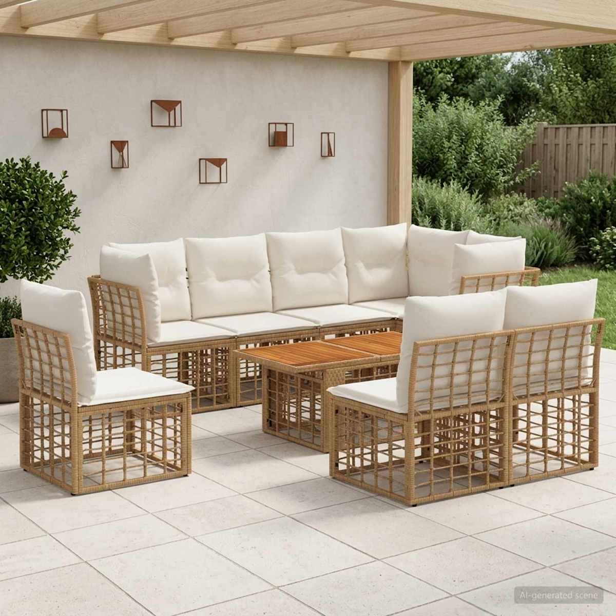 Havesofa Sæt 9 stk. polyrattan