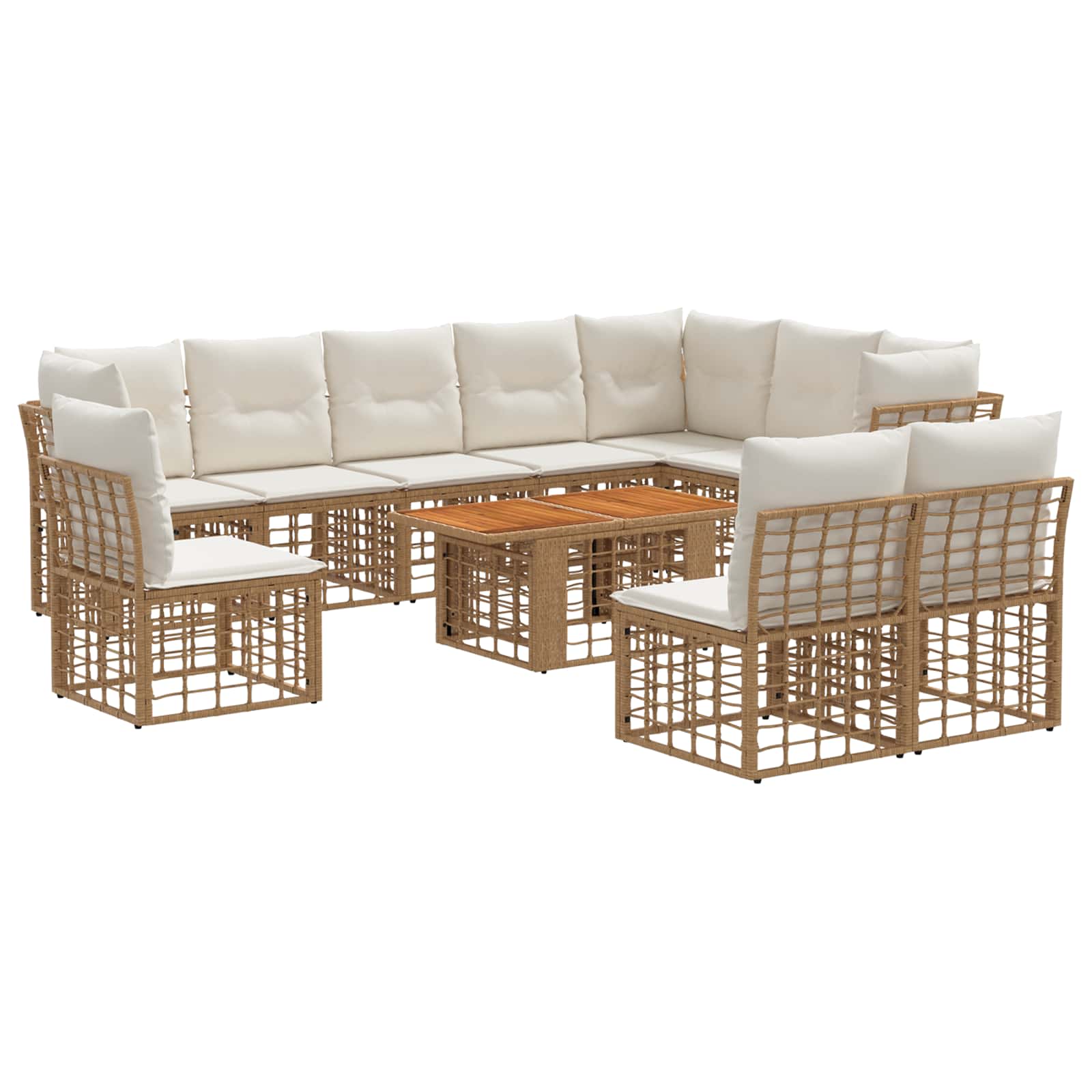 vidaXL Gartensofa-set 11 stk. Natürlich und Cremweiß Poly-Rattan – Bild 2