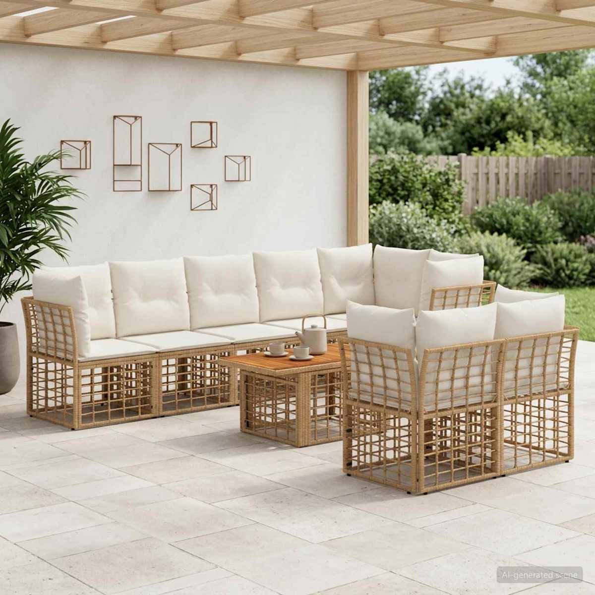 Havesofa Sæt 9 stk. polyrattan