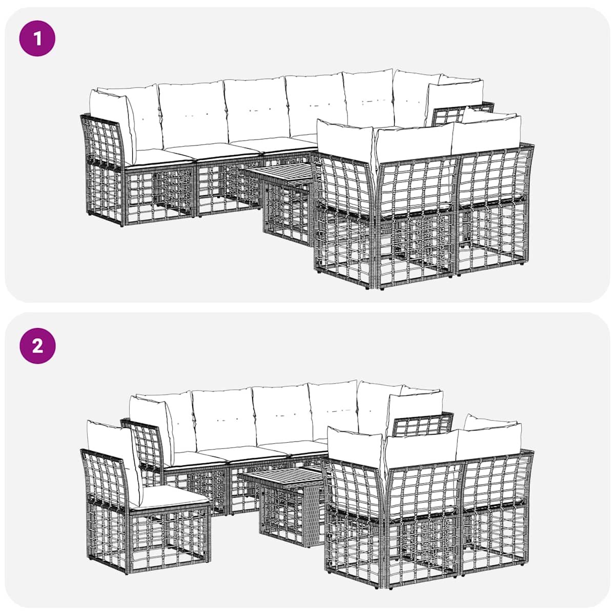 Havesofa Sæt 9 stk. polyrattan - Billede 9