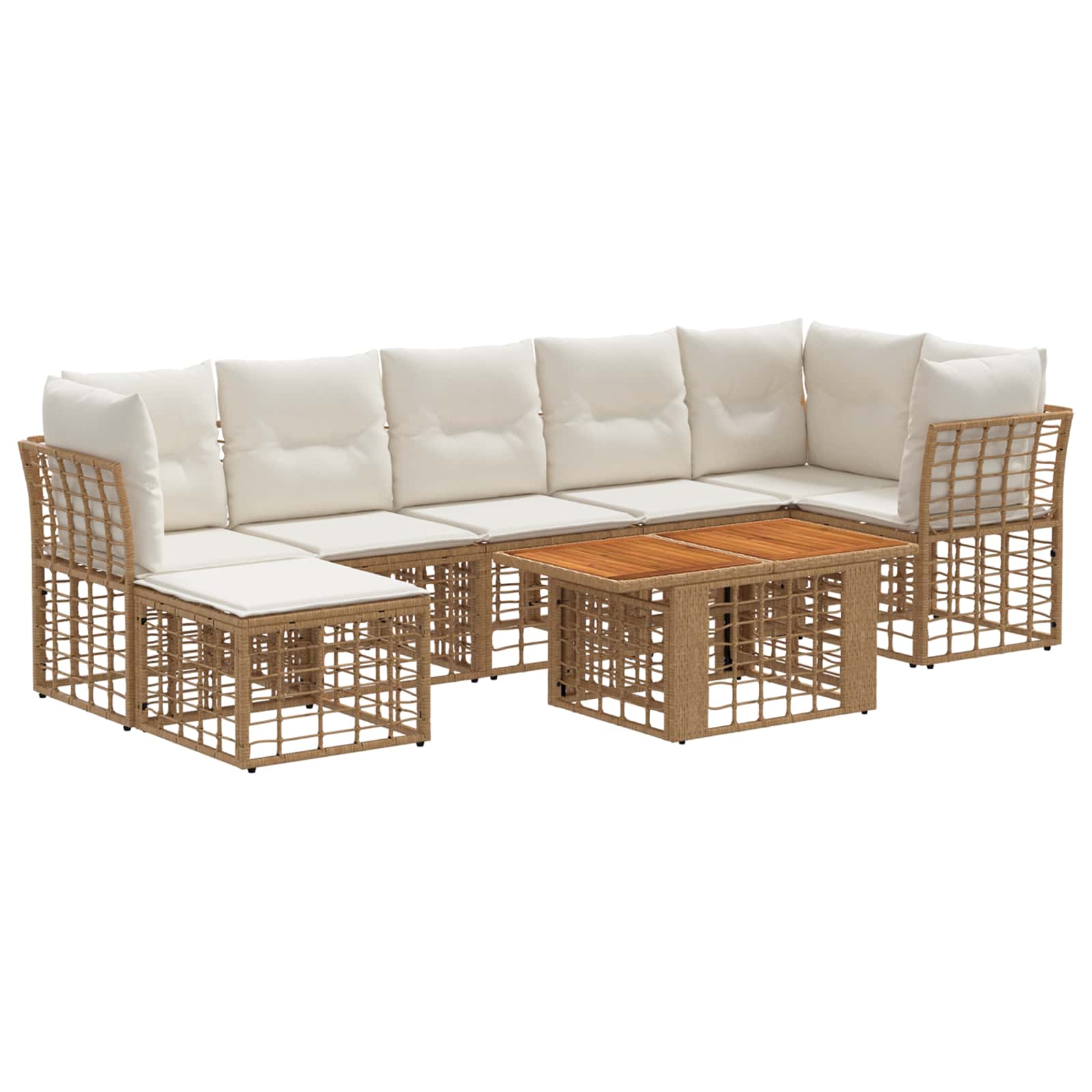vidaXL Gartensofa-set 8 stk. Natürlich und Cremweiß Poly-Rattan – Bild 2