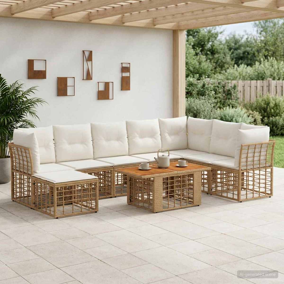 Havesofa Sæt 9 stk. polyrattan