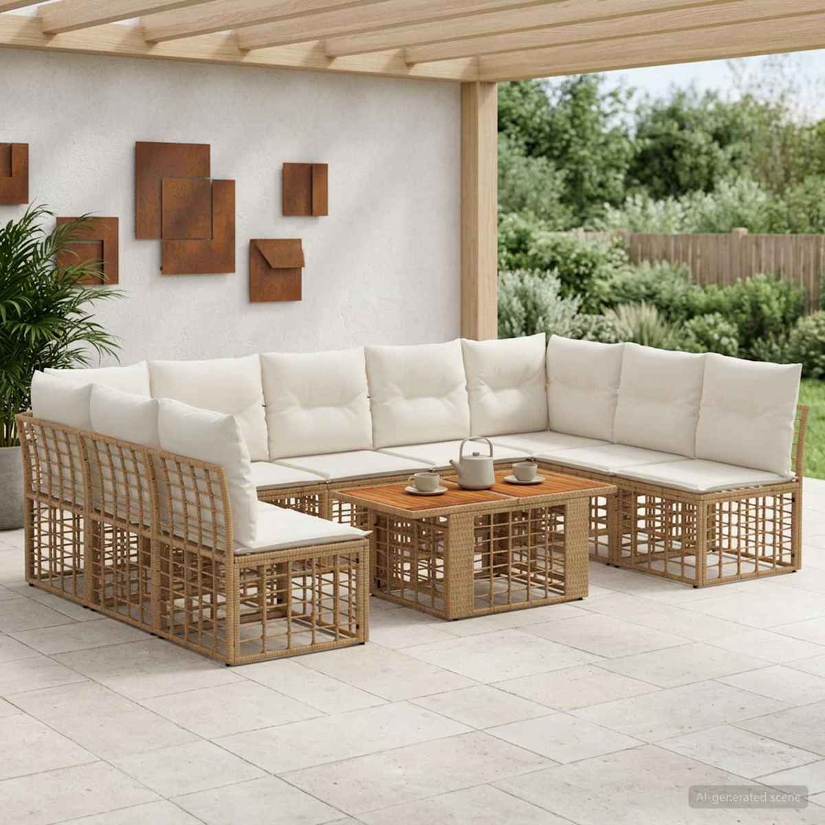 Havesofa Sæt 10 stk. polyrattan