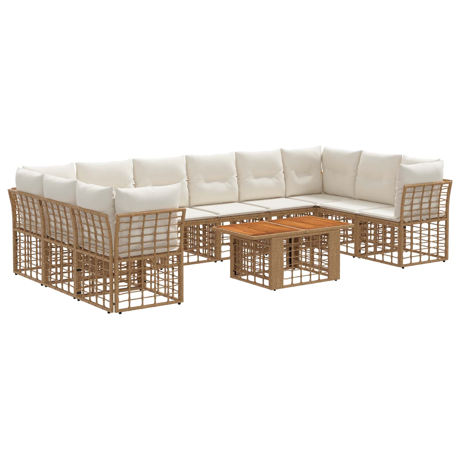 vidaXL Gartensofa-set 11 stk. Natürlich und Cremweiß Poly-Rattan – Bild 2