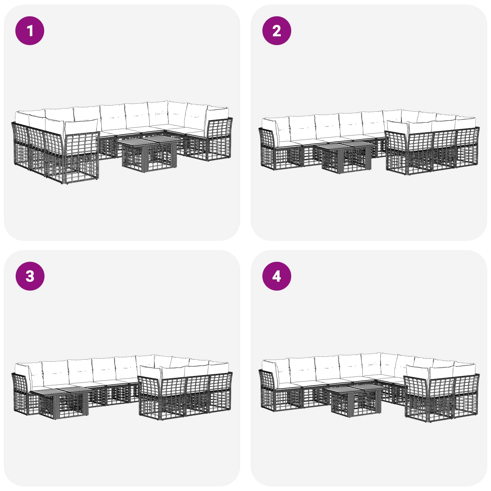 vidaXL Gartensofa-set 11 stk. Natürlich und Cremweiß Poly-Rattan – Bild 9