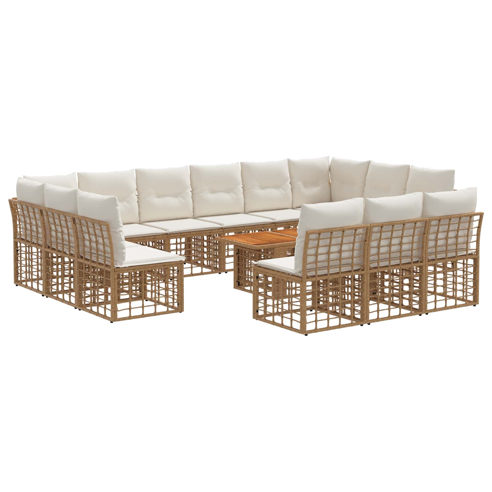 vidaXL Gartensofa-set 14 stk. Natürlich und Cremweiß Poly-Rattan – Bild 2