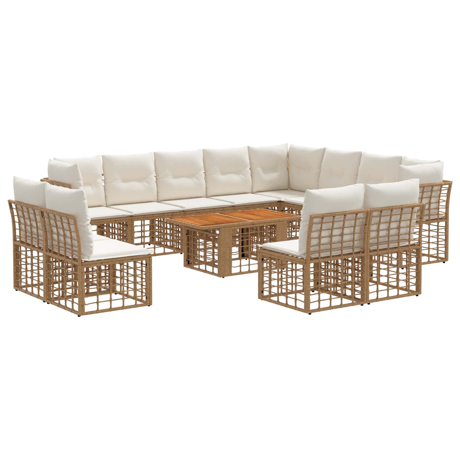 vidaXL Gartensofa-set 13 stk. Natürlich und Cremweiß Poly-Rattan – Bild 2