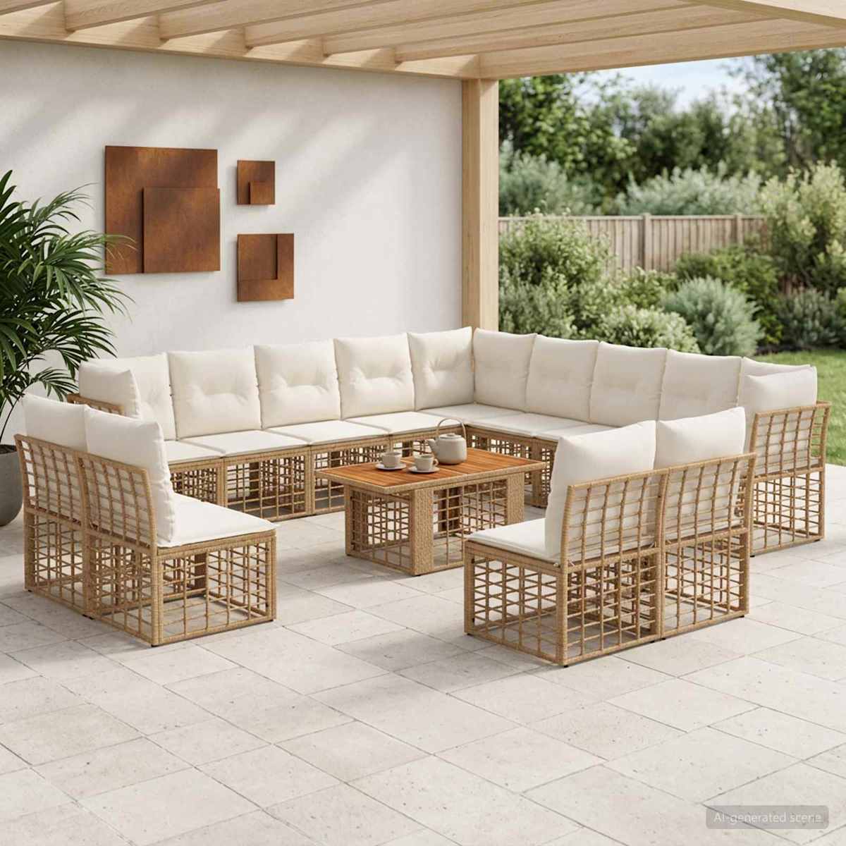 Havesofa Sæt 14 stk. polyrattan