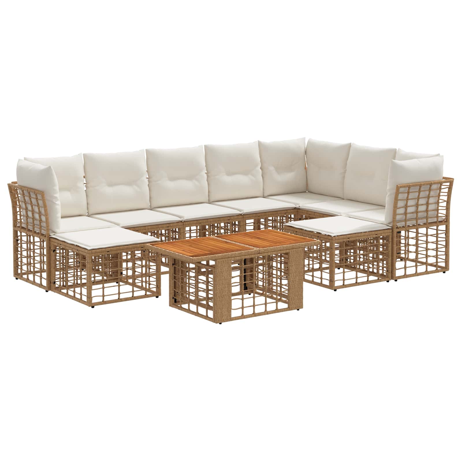 vidaXL Gartensofa-set 10 stk. Natürlich und Cremweiß Poly-Rattan – Bild 2