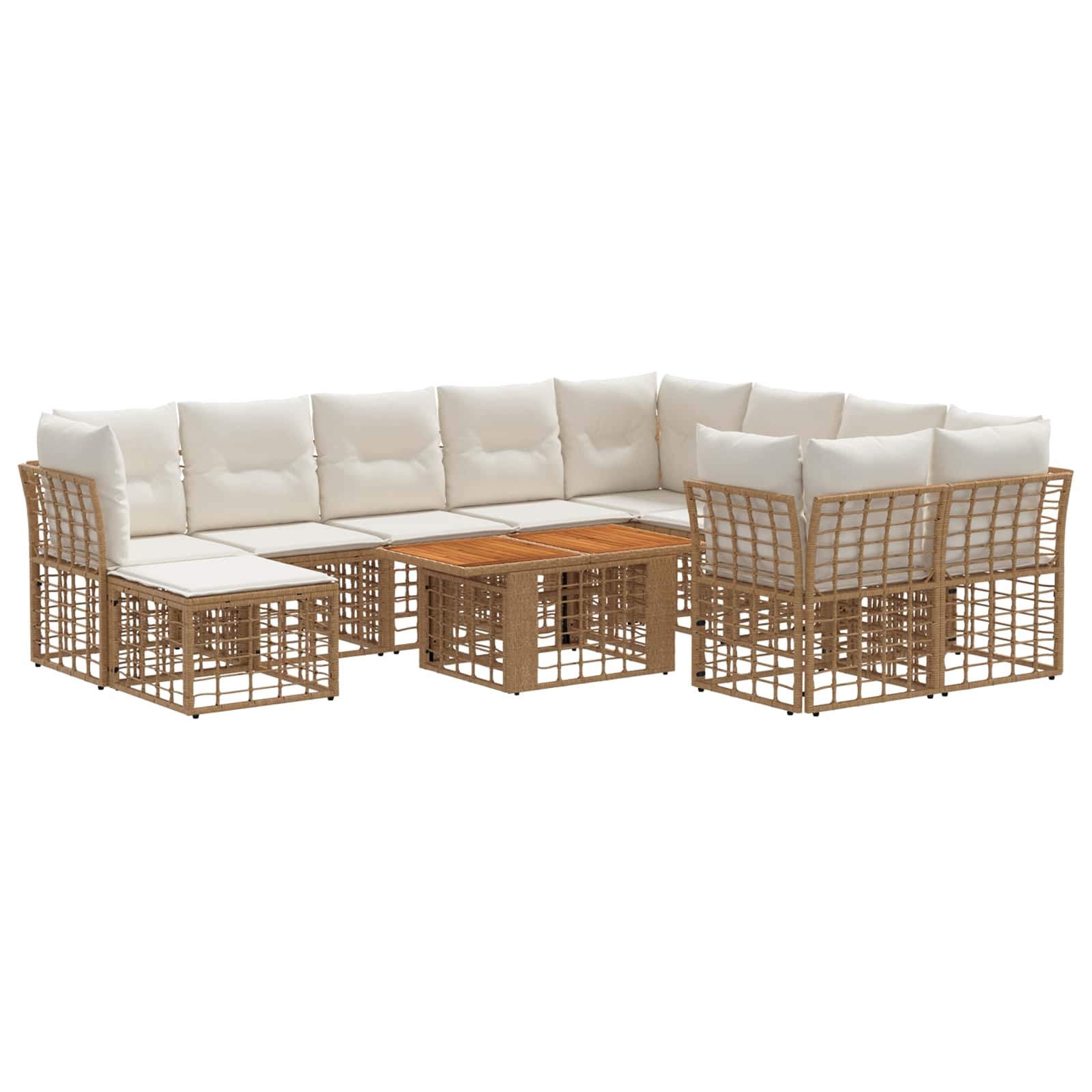 vidaXL Gartensofa-set 11 stk. Natürlich und Cremweiß Poly-Rattan – Bild 2
