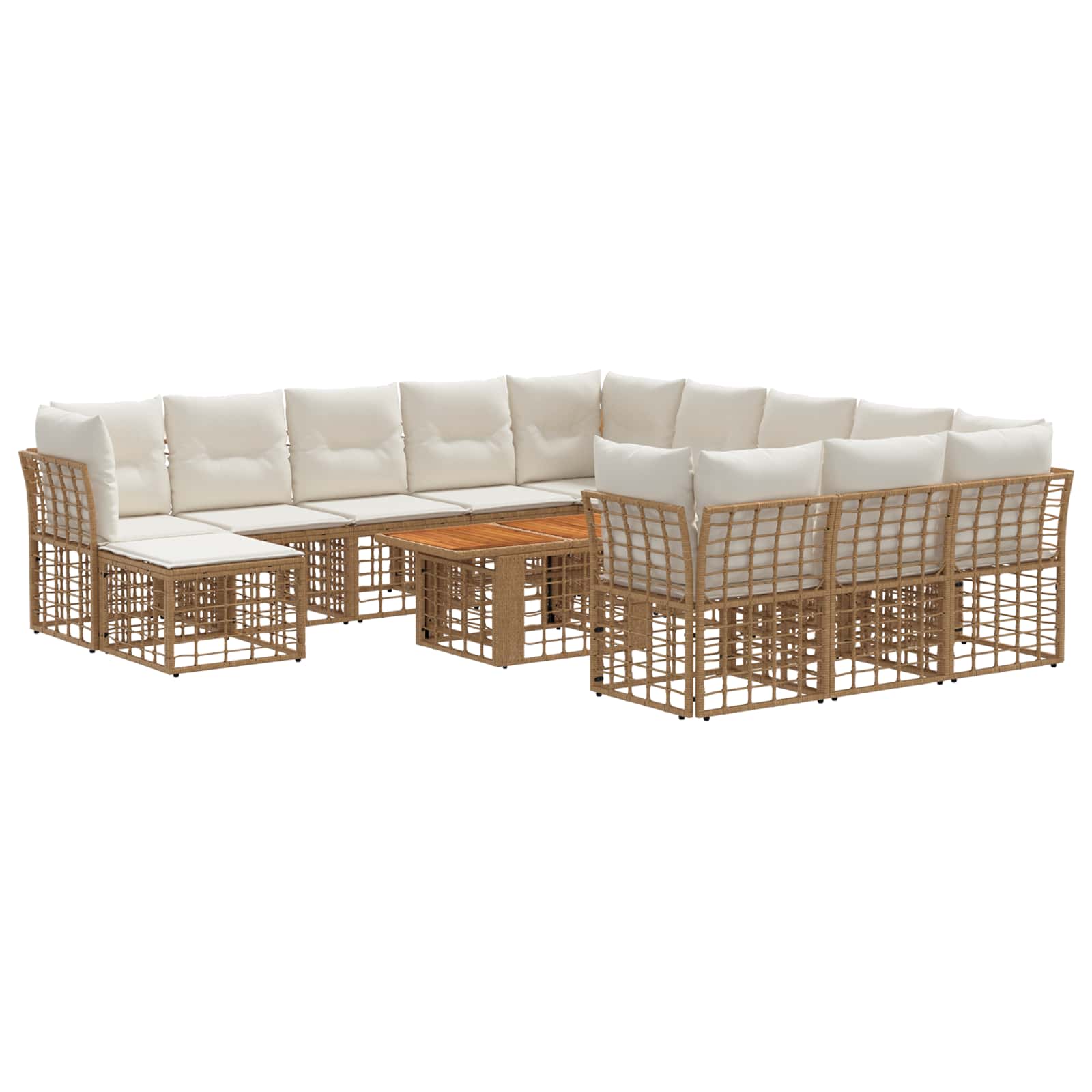 vidaXL Gartensofa-set 13 stk. Natürlich und Cremweiß Poly-Rattan – Bild 2
