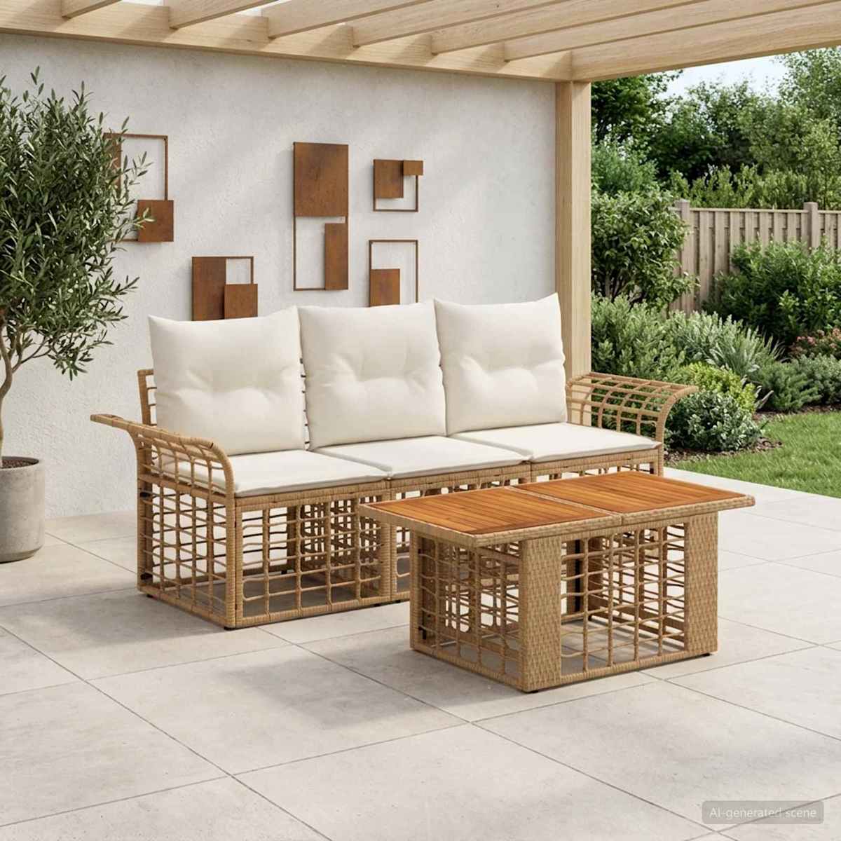 Havesofa Sæt 4 stk. polyrattan