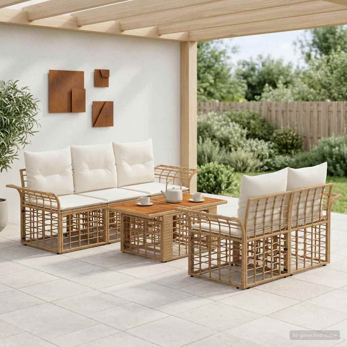 Havesofa Sæt 6 stk. polyrattan