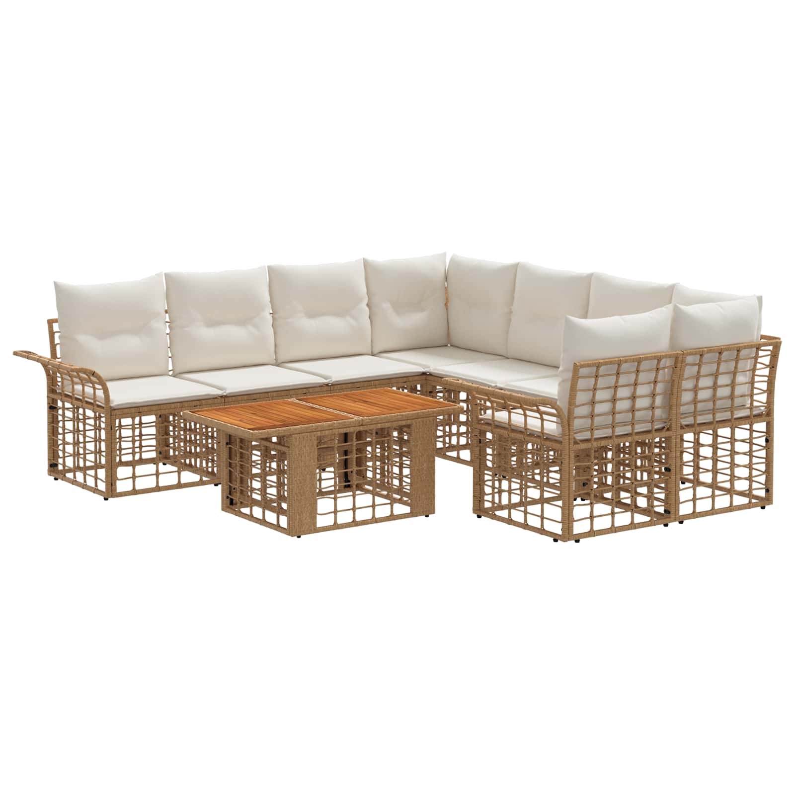 vidaXL Gartensofa-set 9 stk. Natürlich und Cremweiß Poly-Rattan – Bild 2