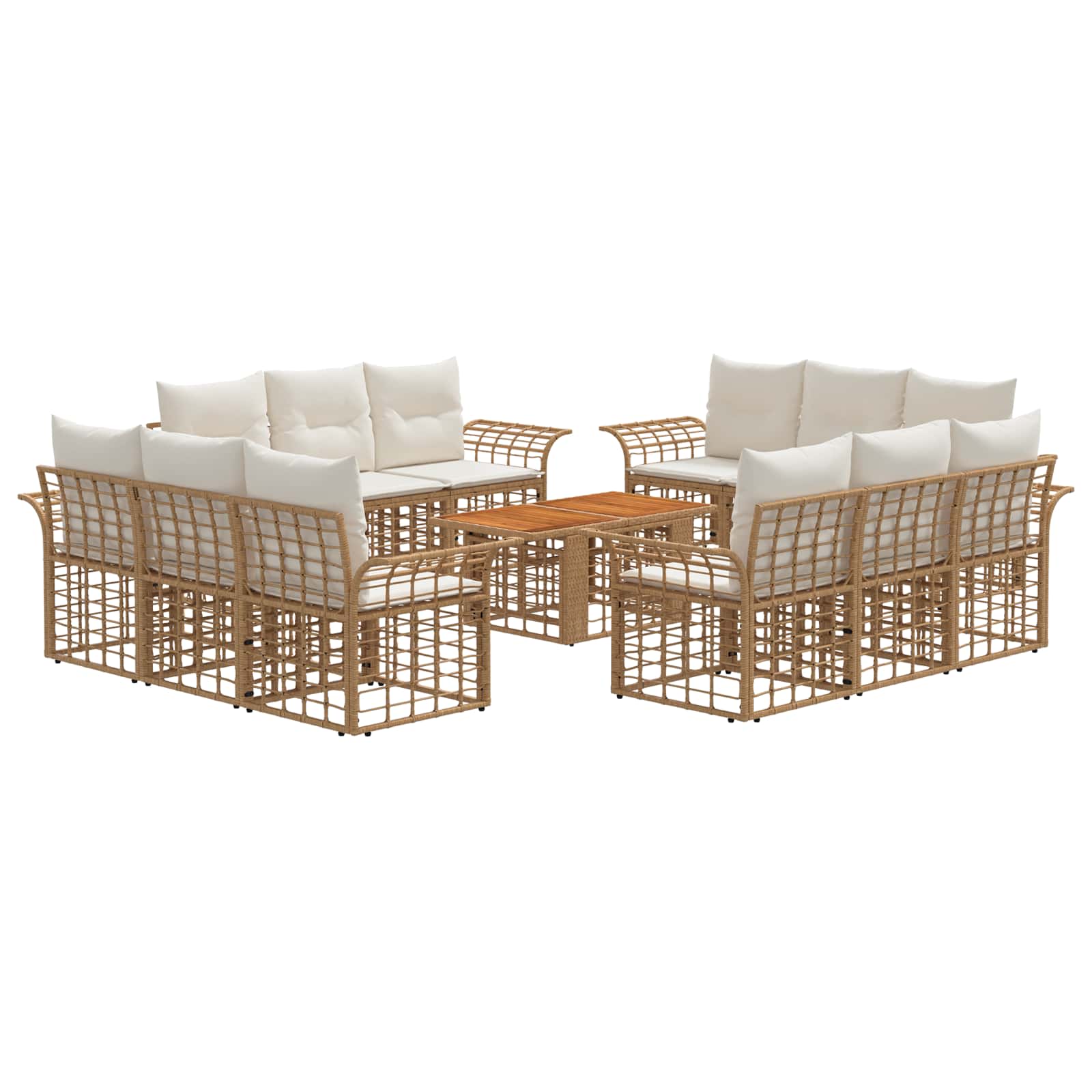 vidaXL Gartensofa-set 13 stk. Natürlich und Cremweiß Poly-Rattan – Bild 2