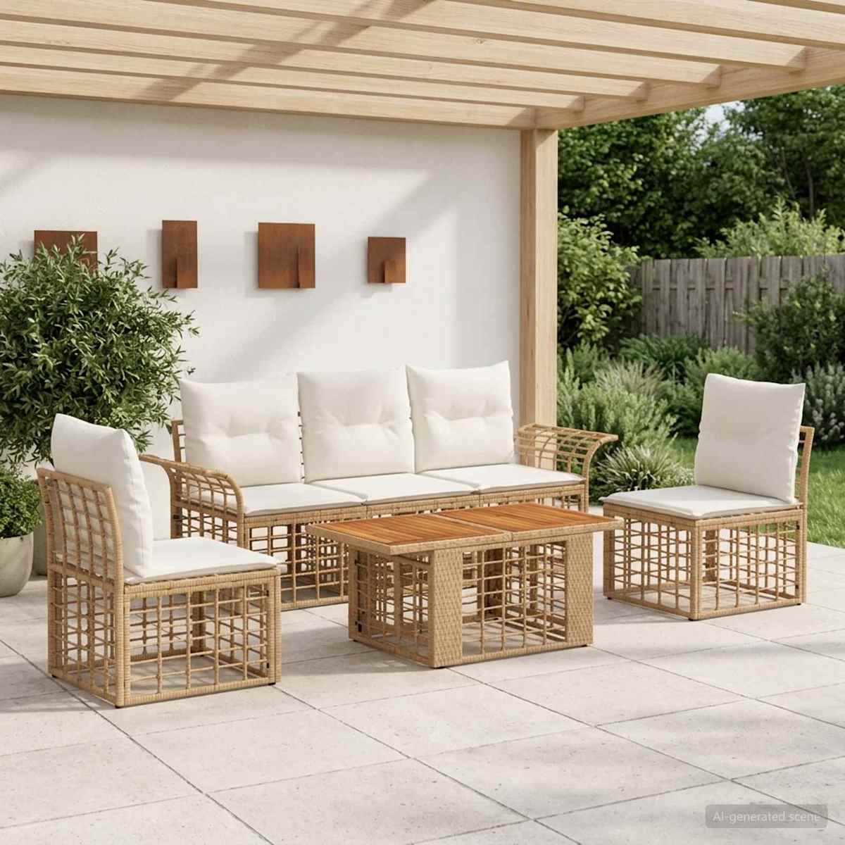 Havesofa Sæt 6 stk. polyrattan